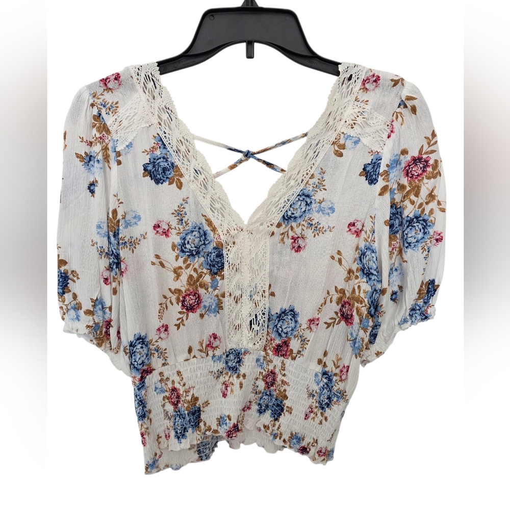 Crave Fame Floral Print Top Juniors Size Mediun